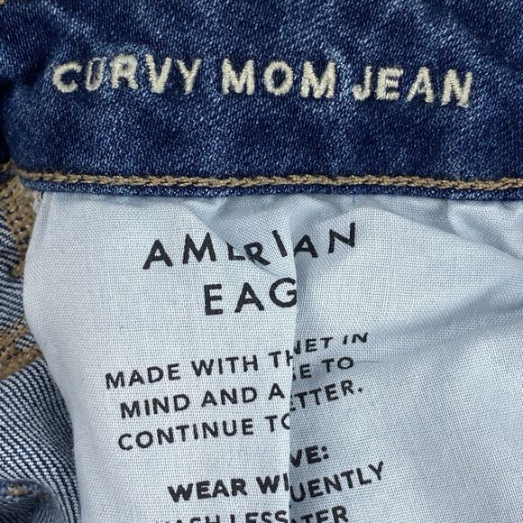 American Eagle Womens 2L Curvy Mom Jeans High Rise Blue Stretch Denim New Y2K - Picture 13 of 16